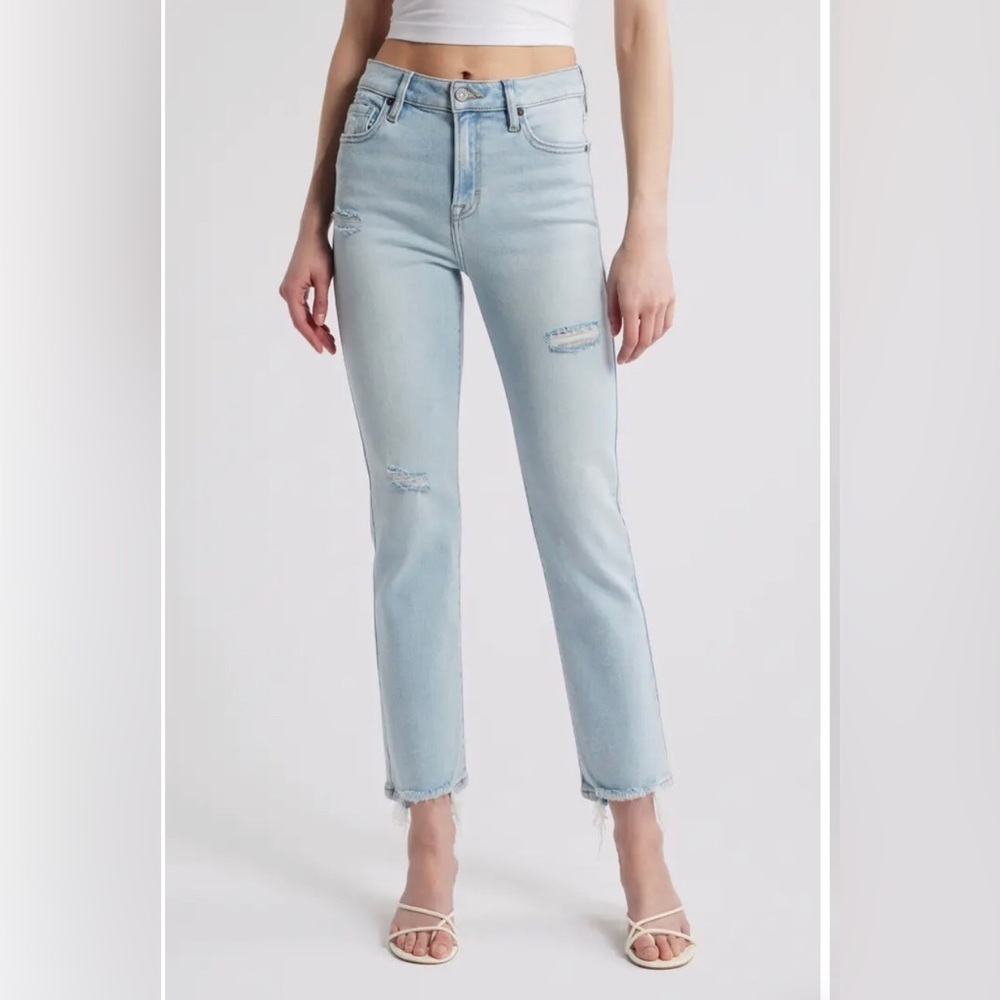 NWT HIDDEN Jeans Women’s 29 Fray Hem Ankle Cigarette Skinny Jeans in Light Wash - Picture 1 of 10